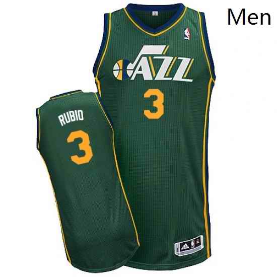 Mens Adidas Utah Jazz 3 Ricky Rubio Authentic Green Alternate NBA Jersey